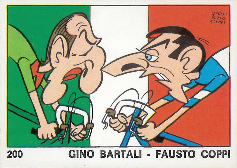 Gino Bartali – Fausto Coppi, 1973 Su disegno di Bruno Prosdocimi Edizioni Panini, Modena