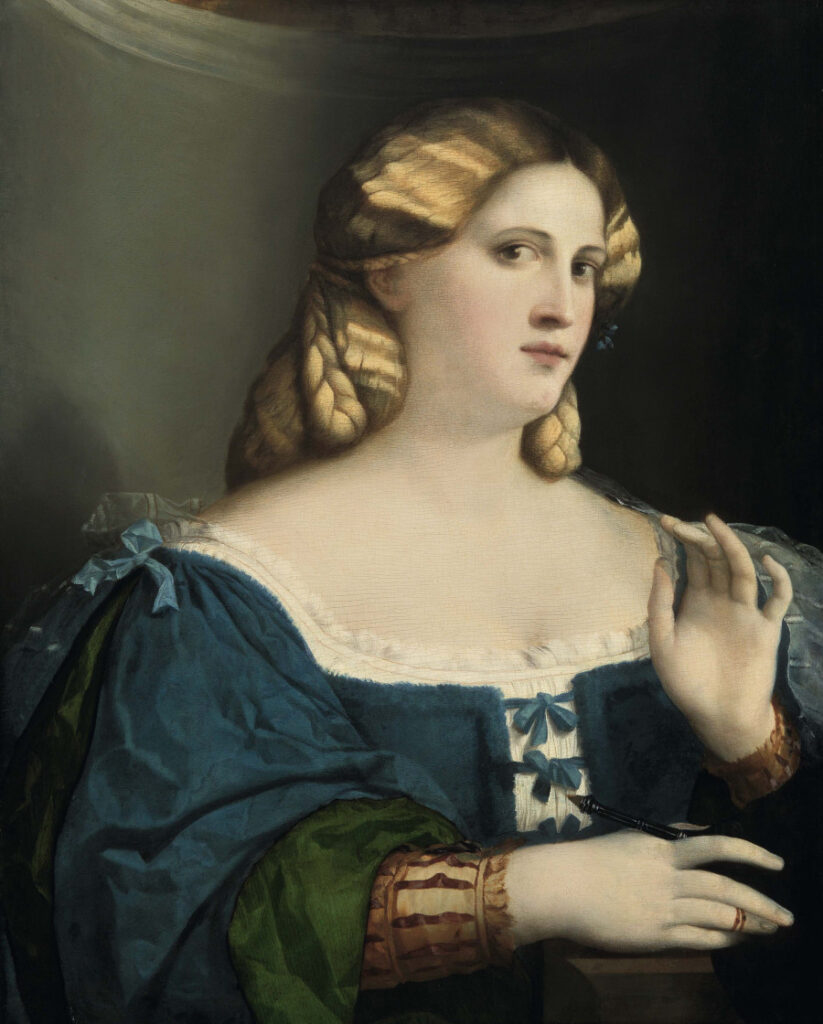 PALMA il Vecchio Giovane donna in abito blu, post 1514 Olio su legno di pioppo, 63,5x51 cm Vienna, Kunsthistorisches Museum